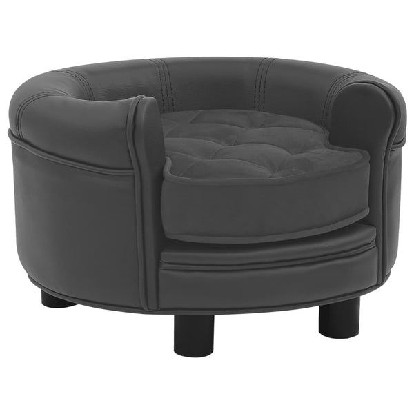 vidaXL Dog Sofa Dark Grey 48x48x32 cm Plush and Faux Leather
