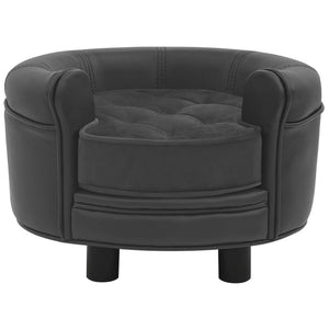 vidaXL Dog Sofa Dark Grey 48x48x32 cm Plush and Faux Leather