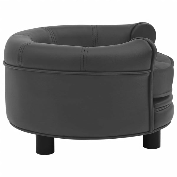vidaXL Dog Sofa Dark Grey 48x48x32 cm Plush and Faux Leather