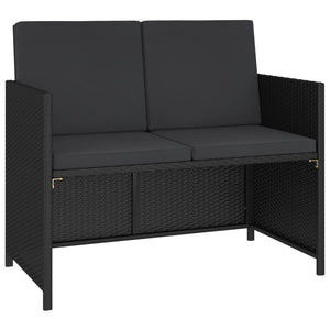 vidaXL 6-Seater Garden Dining Set with Cushions Poly Rattan Black