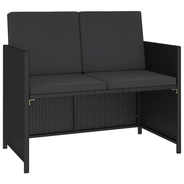vidaXL 6-Seater Garden Dining Set with Cushions Poly Rattan Black