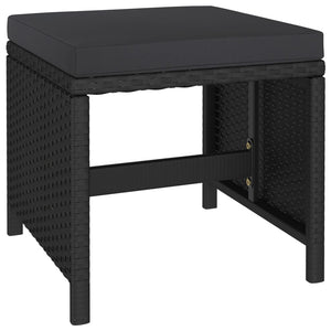 vidaXL 6-Seater Garden Dining Set with Cushions Poly Rattan Black