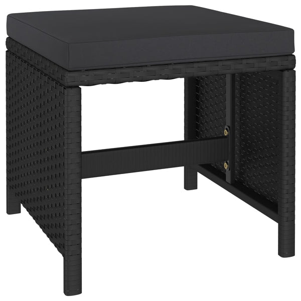 vidaXL 6-Seater Garden Dining Set with Cushions Poly Rattan Black