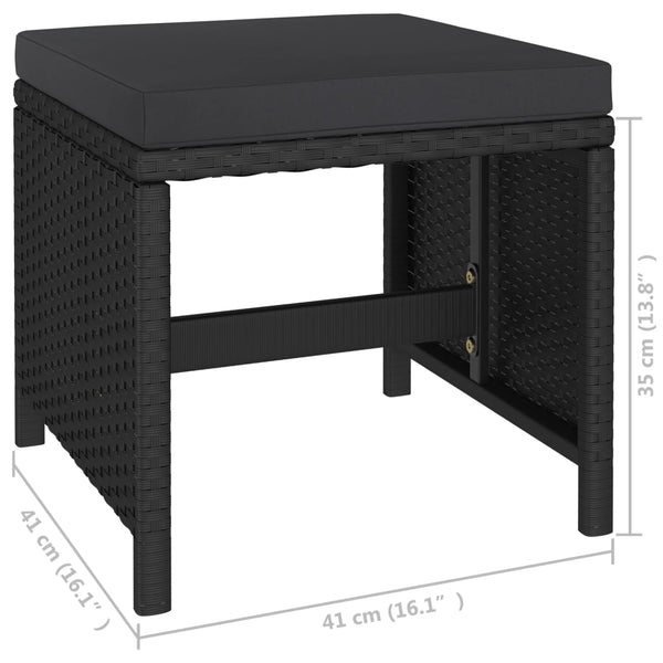 vidaXL 6-Seater Garden Dining Set with Cushions Poly Rattan Black