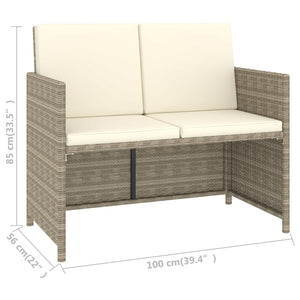 vidaXL 6-Seater Garden Dining Set with Cushions Poly Rattan Beige