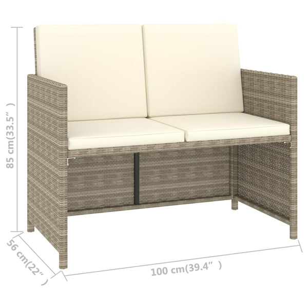 vidaXL 6-Seater Garden Dining Set with Cushions Poly Rattan Beige