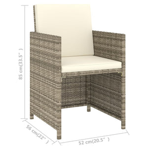 vidaXL 6-Seater Garden Dining Set with Cushions Poly Rattan Beige