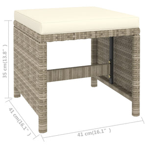 vidaXL 6-Seater Garden Dining Set with Cushions Poly Rattan Beige