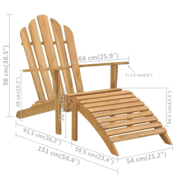Adirondack-Stuhl mit Fußteil Massivholz Teak