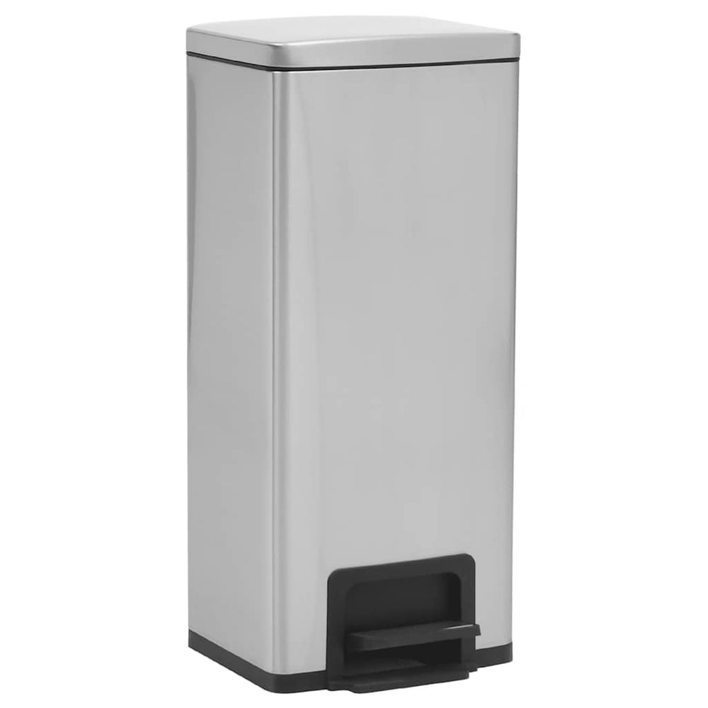 vidaXL Pedal Bin Anti-Fingerprint 30 L Silver Stainless Steel