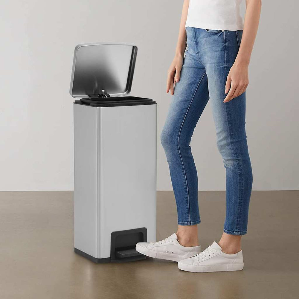 vidaXL Pedal Bin Anti-Fingerprint 30 L Silver Stainless Steel