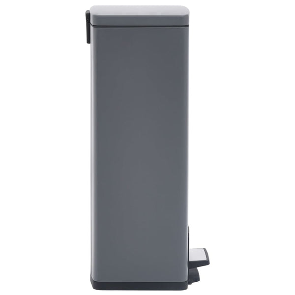 vidaXL 30 L Pedal Bin Anti-Fingerprint Grey Stainless Steel