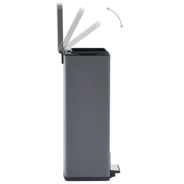 vidaXL 30 L Pedal Bin Anti-Fingerprint Grey Stainless Steel