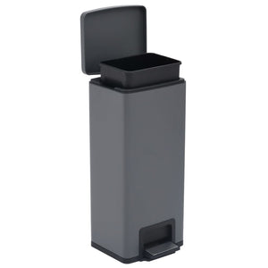vidaXL 30 L Pedal Bin Anti-Fingerprint Grey Stainless Steel