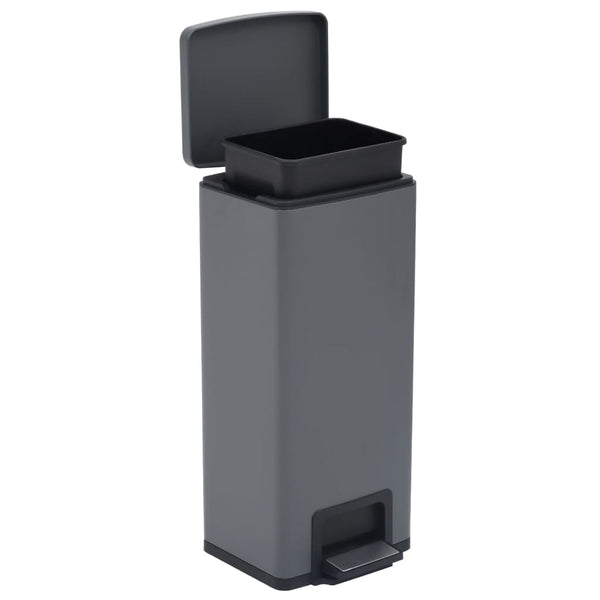 vidaXL 30 L Pedal Bin Anti-Fingerprint Grey Stainless Steel