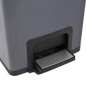 vidaXL 30 L Pedal Bin Anti-Fingerprint Grey Stainless Steel