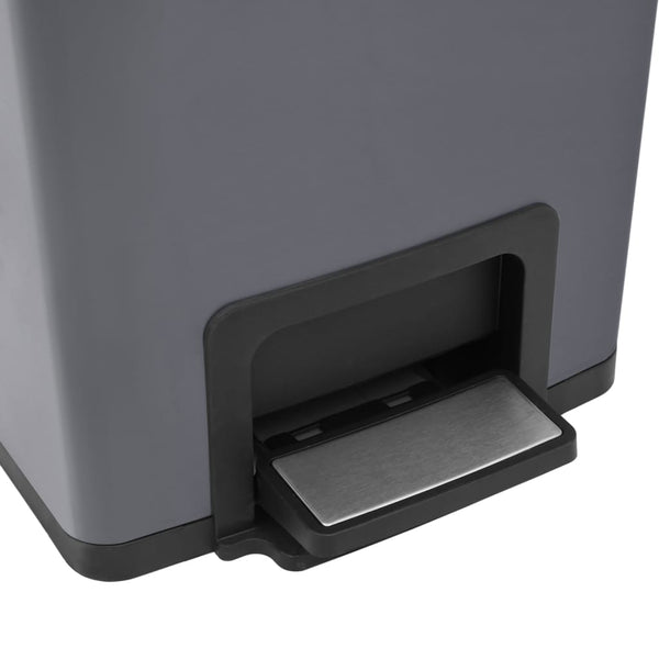 vidaXL 30 L Pedal Bin Anti-Fingerprint Grey Stainless Steel