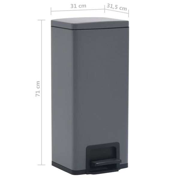 vidaXL 30 L Pedal Bin Anti-Fingerprint Grey Stainless Steel