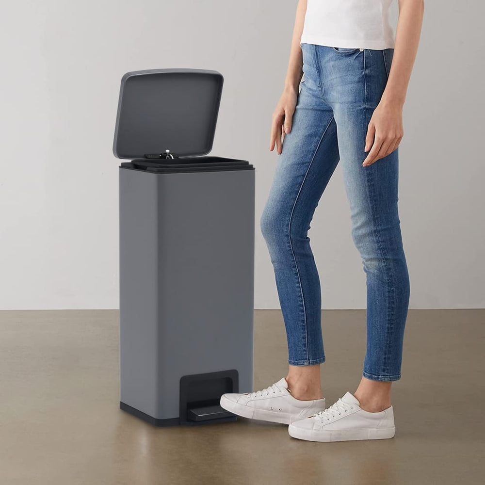 vidaXL 30 L Pedal Bin Anti-Fingerprint Grey Stainless Steel