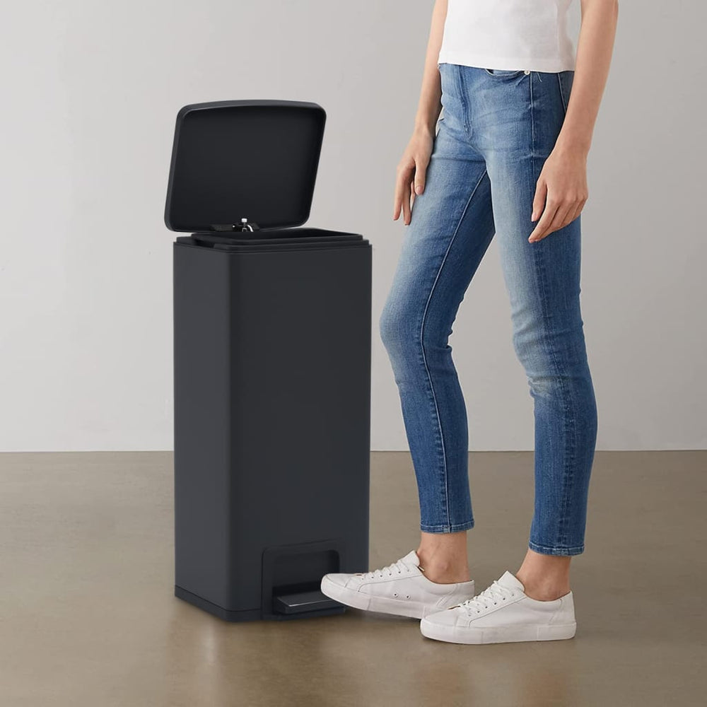vidaXL Pedal Bin Anti-fingerprint 30 L Black Stainless Steel
