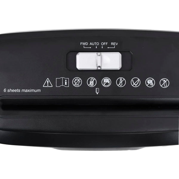 vidaXL 6-Sheet Strip-Cut Shredder Black