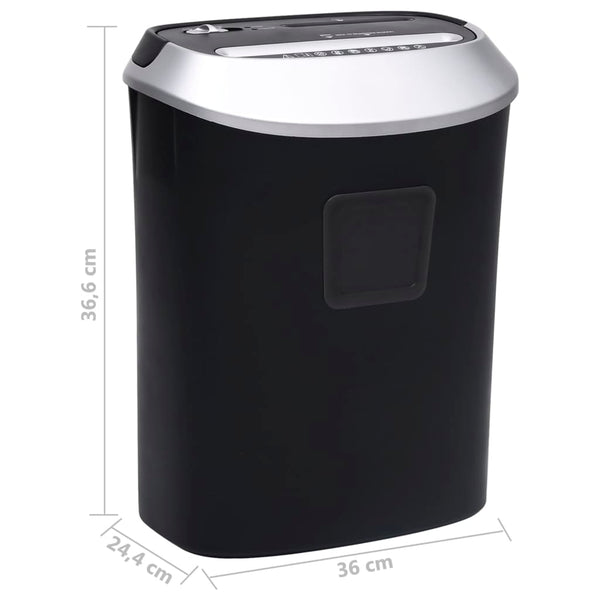 vidaXL Paper Shredder 10 Sheets Cross Cut Black