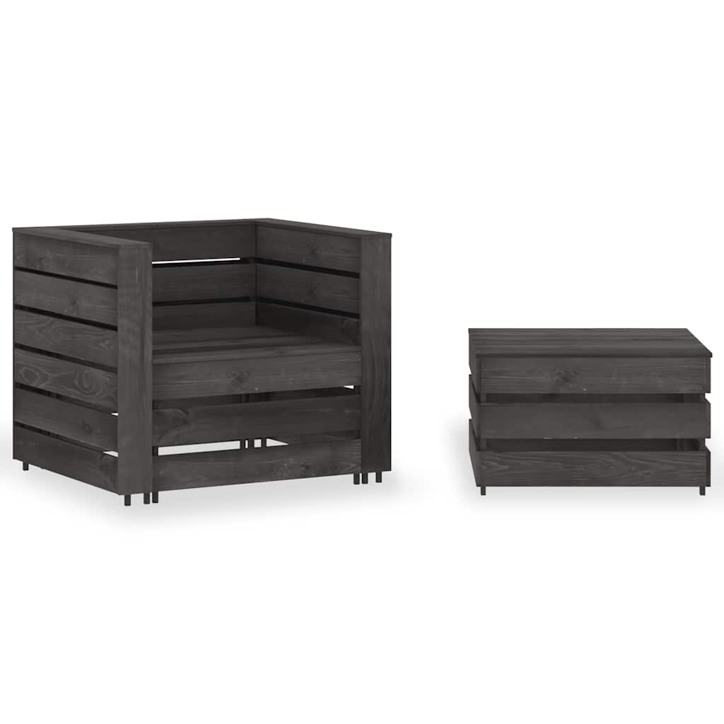 vidaXL 2-Piece Pallet Garden Lounge Set Impregnated Pine Wood Grey
