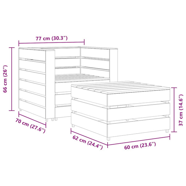 vidaXL 2-Piece Pallet Garden Lounge Set Impregnated Pine Wood Grey