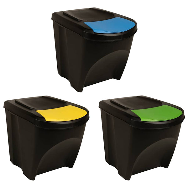vidaXL Stackable Recycling Bins 3 pcs Anthracite 75 L