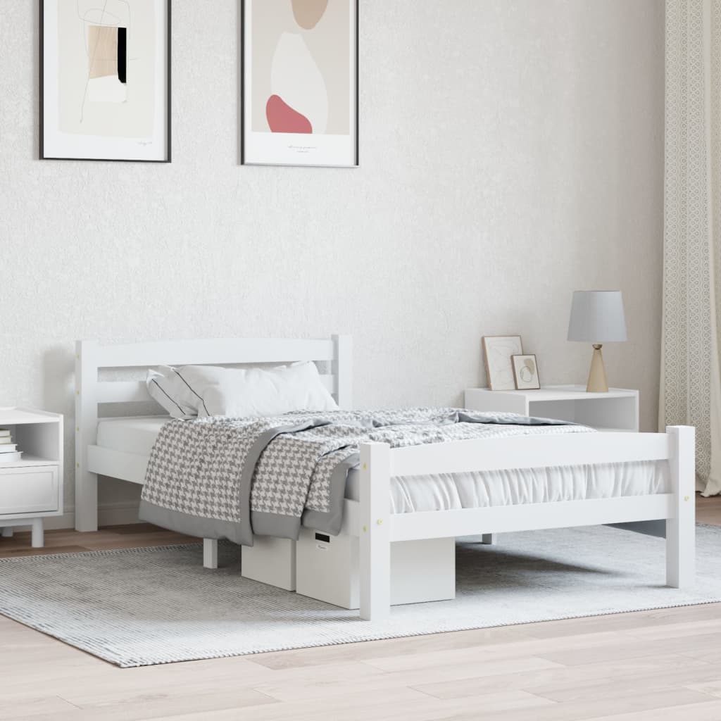vidaXL Solid Wood Bed White Pine 100x200 cm