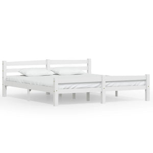 vidaXL Solid Pine Bed White 180x200 cm