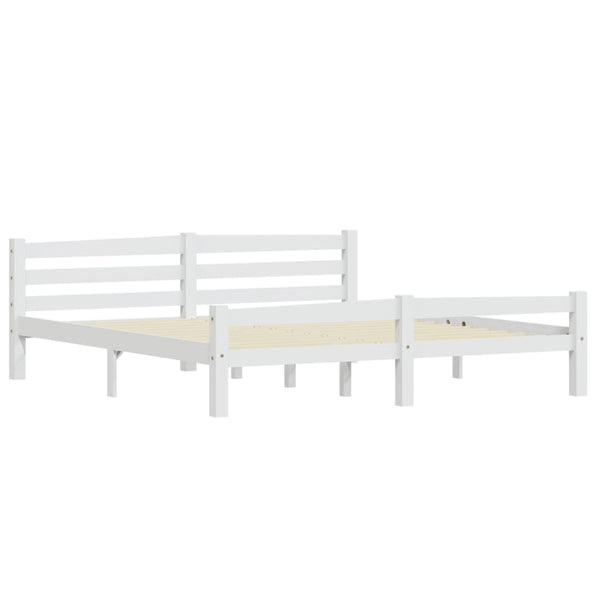 vidaXL Solid Pine Bed White 180x200 cm
