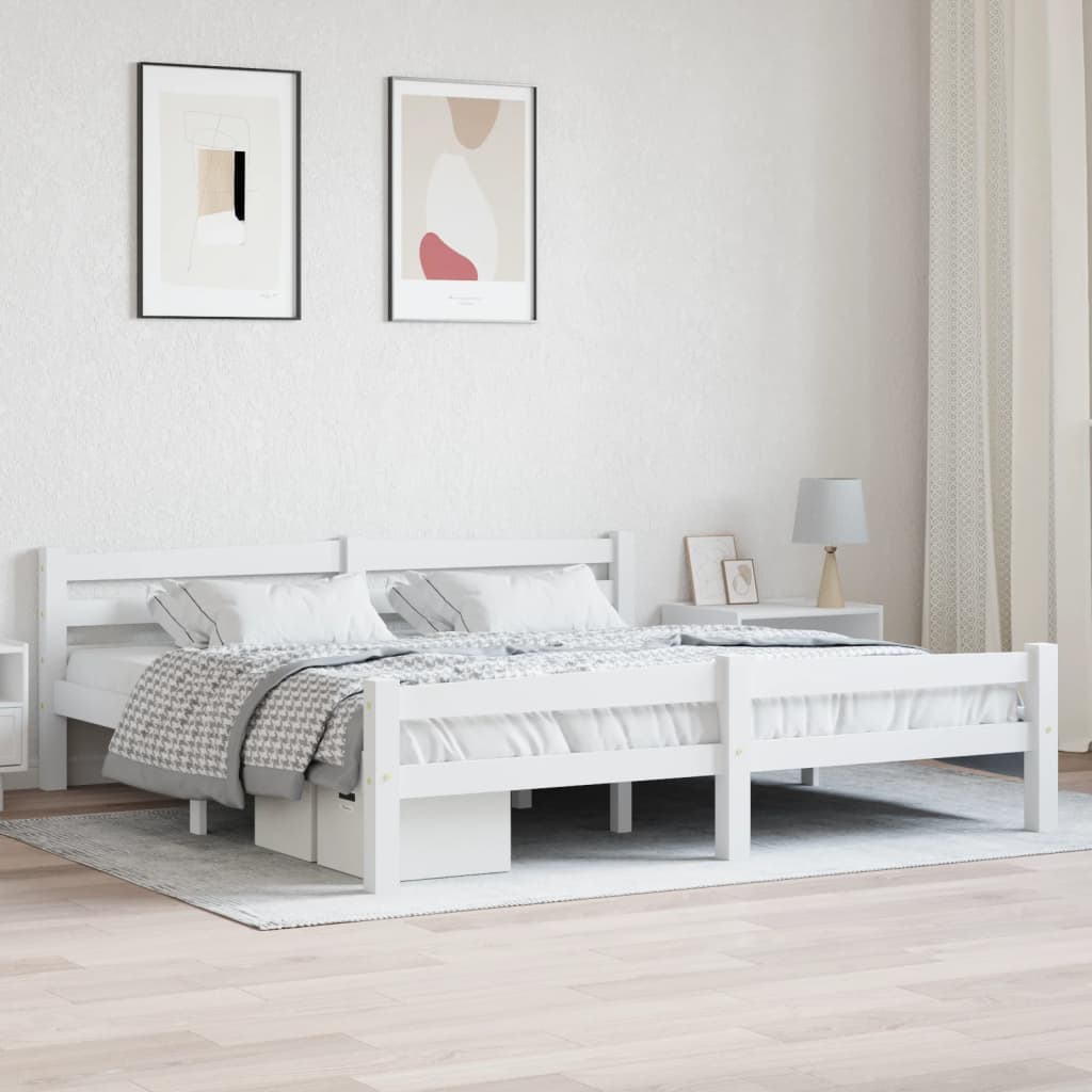vidaXL Solid Pine Bed White 180x200 cm
