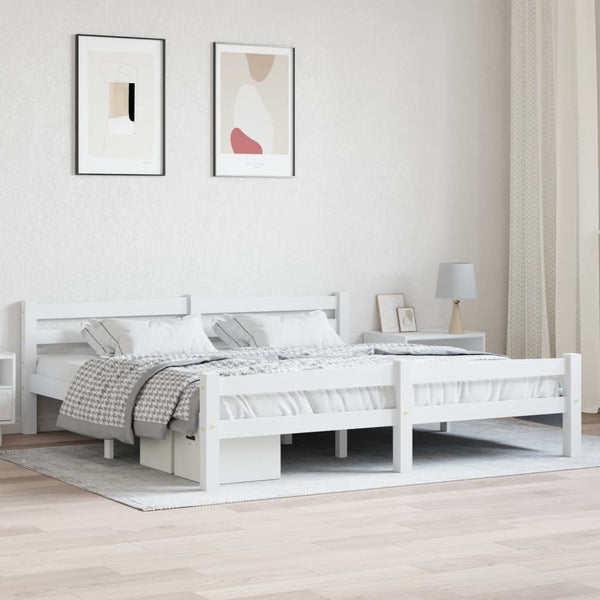vidaXL Solid Pine Bed White 180x200 cm