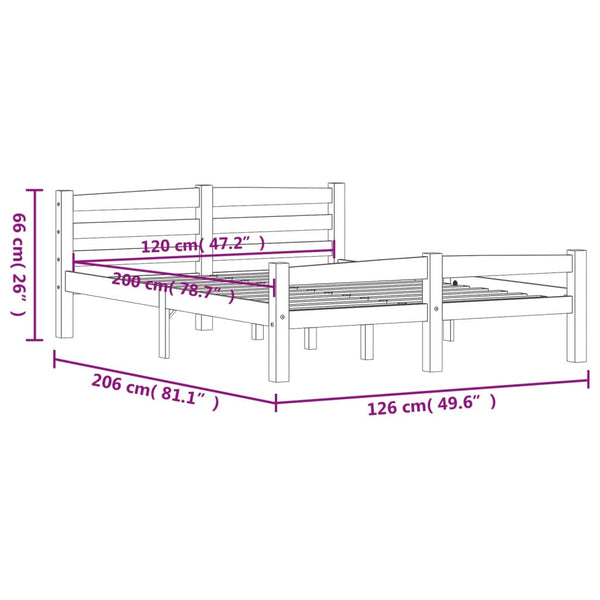 vidaXL Solid Wood Bed Honey Brown Pine 120x200 cm