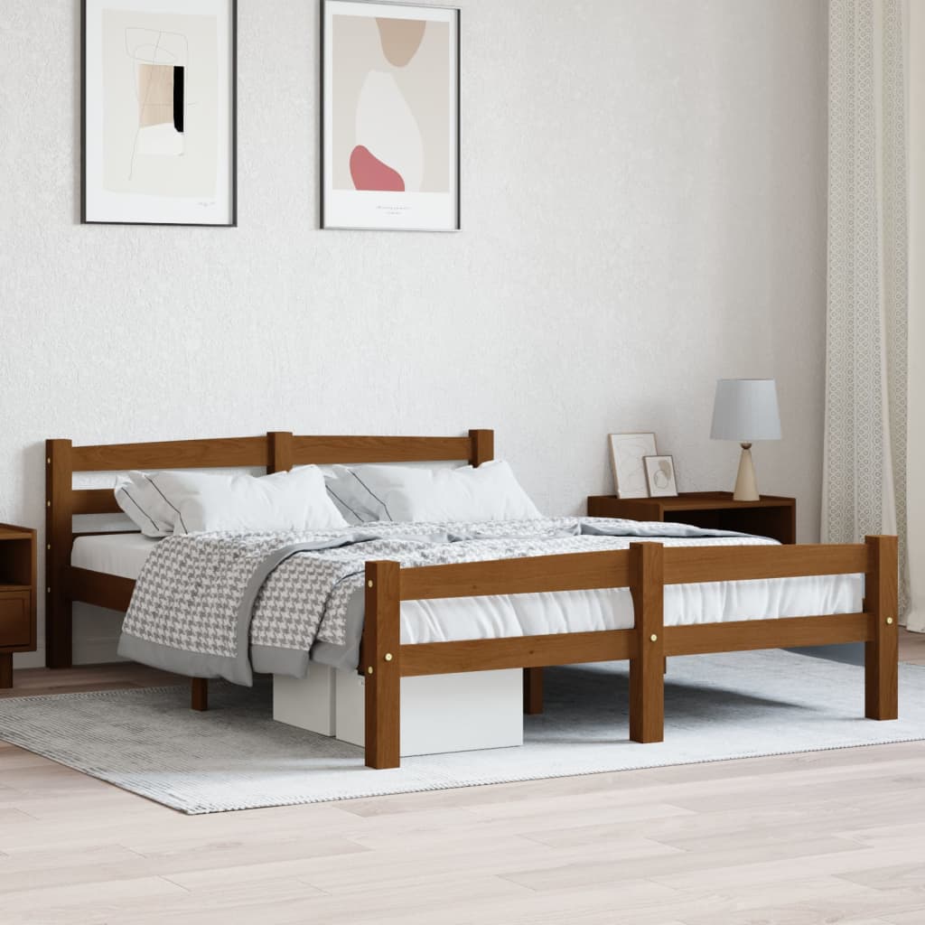 vidaXL Solid Wood Bed Honey Brown Pine 120x200 cm