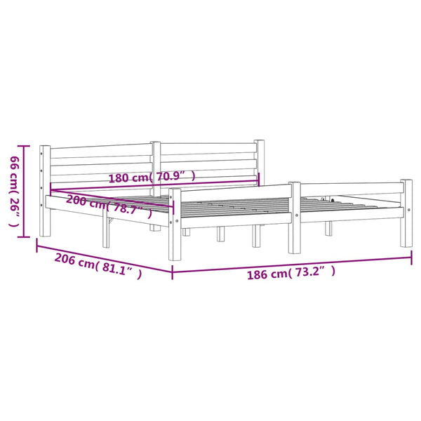 vidaXL Solid Wood Bed Honey Brown Pine 180x200 cm