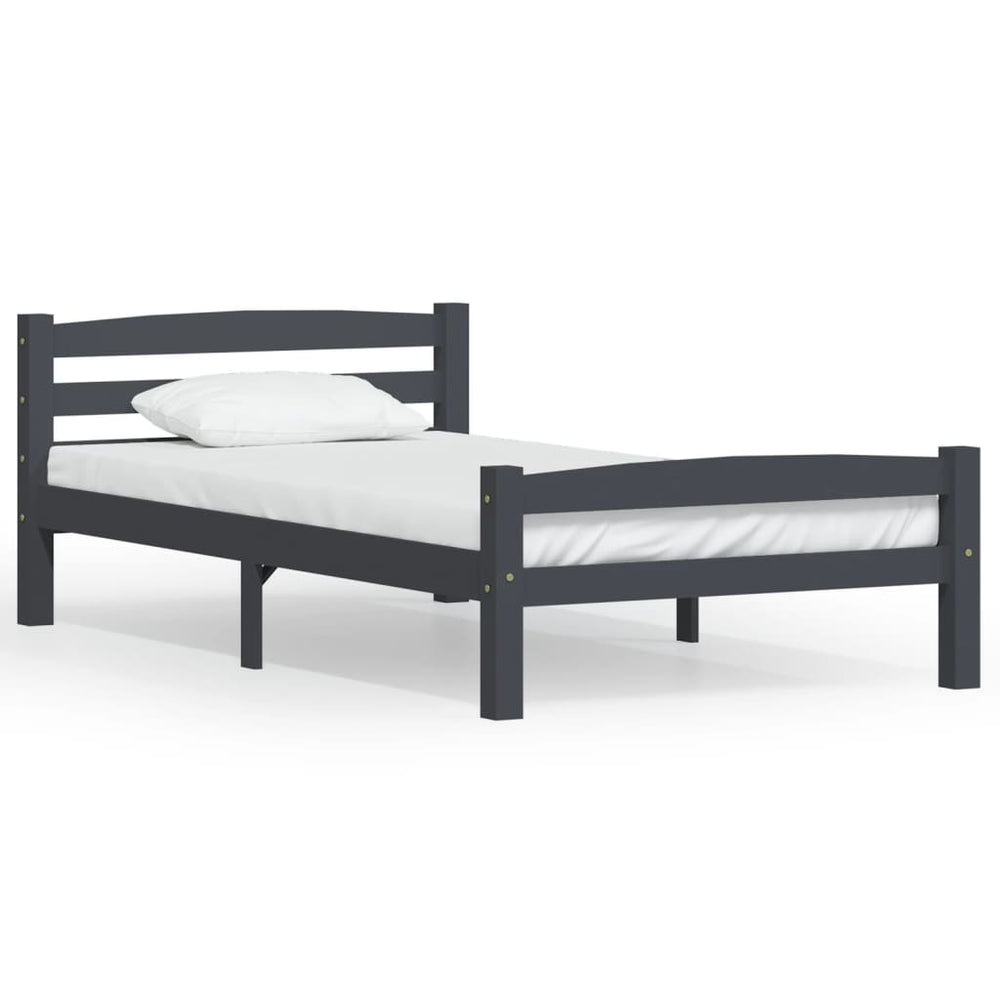 vidaXL Solid Wood Bed Dark Grey Pine 100x200 cm
