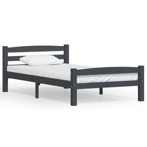 vidaXL Solid Wood Bed Dark Grey Pine 100x200 cm