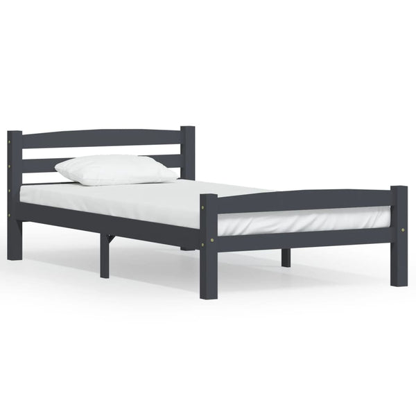 vidaXL Solid Wood Bed Dark Grey Pine 100x200 cm