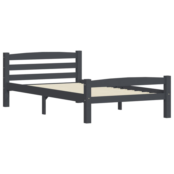 vidaXL Solid Wood Bed Dark Grey Pine 100x200 cm