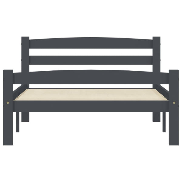 vidaXL Solid Wood Bed Dark Grey Pine 100x200 cm