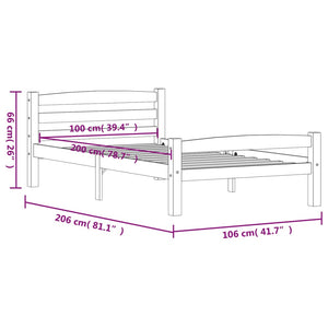 vidaXL Solid Wood Bed Dark Grey Pine 100x200 cm
