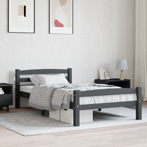 vidaXL Solid Wood Bed Dark Grey Pine 100x200 cm