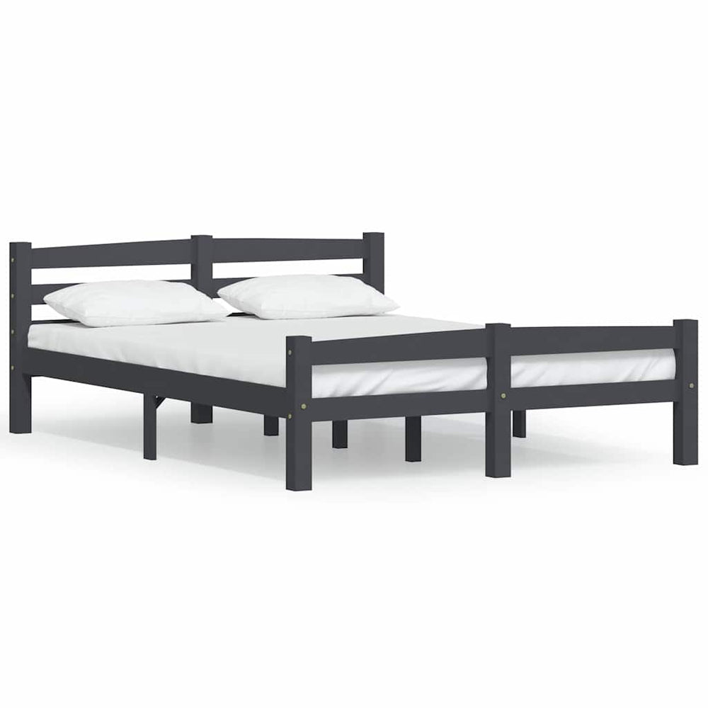 vidaXL Solid Wood Bed Dark Grey Pine 120x200 cm