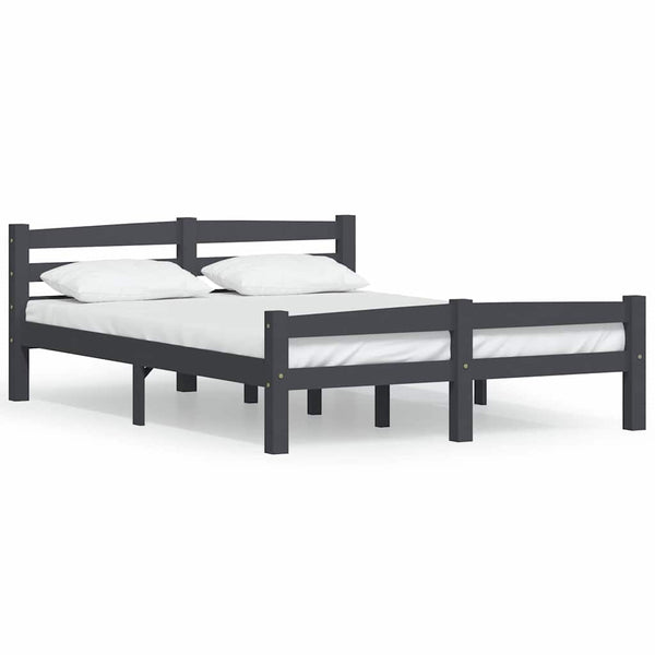vidaXL Solid Wood Bed Dark Grey Pine 120x200 cm