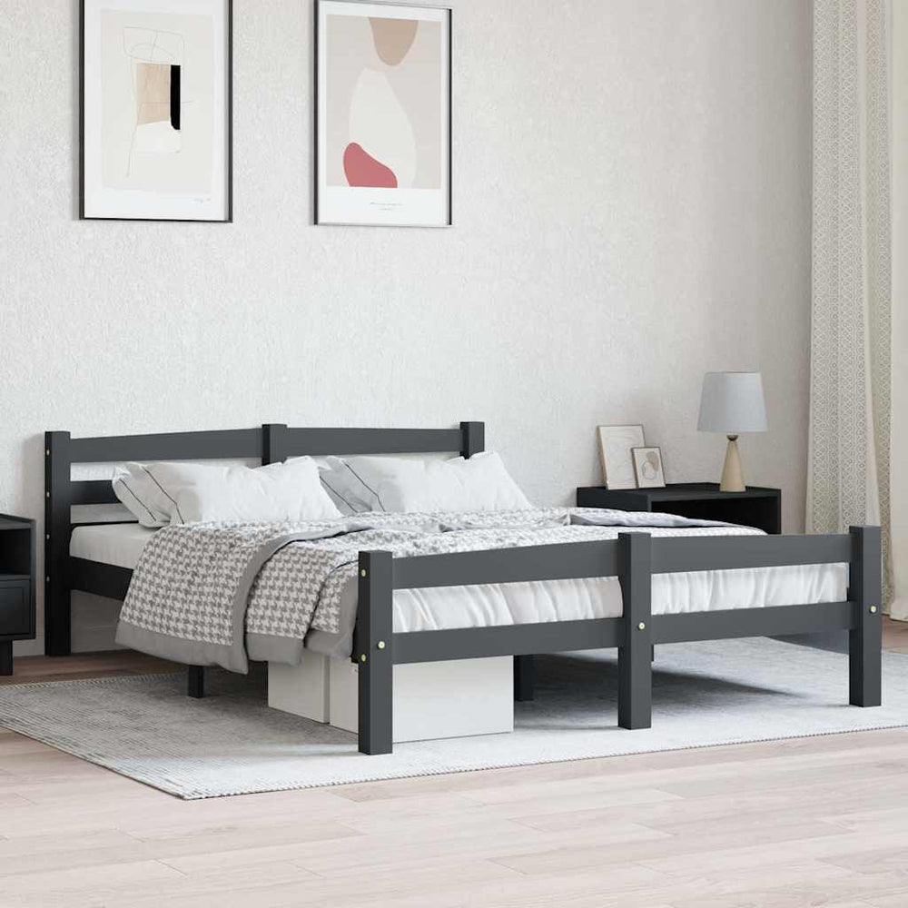 vidaXL Solid Wood Bed Dark Grey Pine 120x200 cm