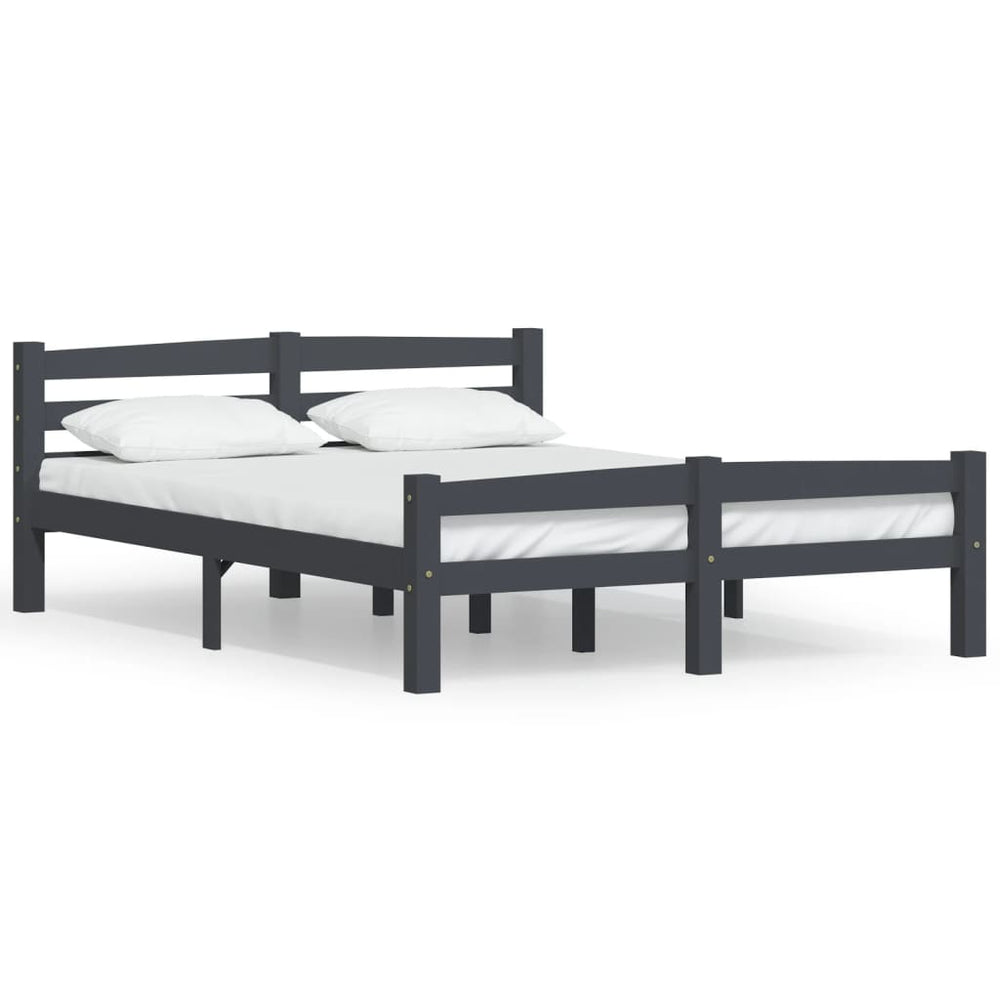 vidaXL Solid Wood Bed Dark Grey Pine 140x200 cm