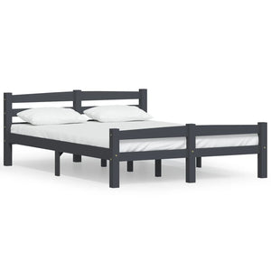 vidaXL Solid Wood Bed Dark Grey Pine 140x200 cm