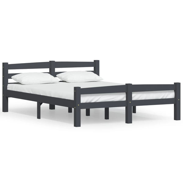 vidaXL Solid Wood Bed Dark Grey Pine 140x200 cm